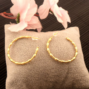 Aros personalizados hechos a mano, joyería Lisa antideslustre, aros de diseñador, aros de latón, Metal chapado en oro, medio abierto, aros llamativos, pendiente - Product Image 3