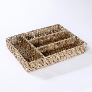 Handcrafted seagrass tray for flatware storage sea grass <b>utensil</b> caddy cutlery compartment trays - Product Image 6