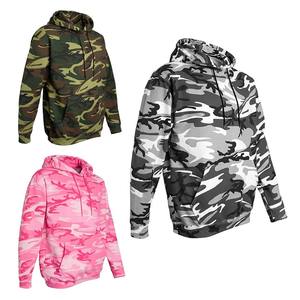 Sudadera con Capucha Unisex de Invierno con Estampado de Camuflaje Personalizado, 100% Algodón, Variantes en Verde y Rosa en Escala de Grises, Bolsillo Delantero, Capucha con Cordón Ajustable y Ribete - Product Image 2