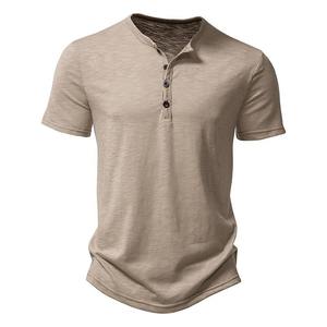 Camiseta de manga corta de verano de alta calidad para hombre, Jersey informal de microfibra Henley para hombre, camisetas de Color sólido - Product Image 2