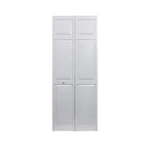 Panel lipat ganda PVC putih Pinecroft kualitas tinggi cocok untuk pintu lipat ganda lebar 36 "x 80" Tinggi