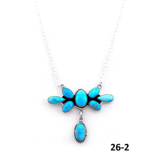 Collier fait main style sud-ouest en argent sterling et pierres turquoise, avec fleurs, ancres et perles numérotées, chaînes classiques pour cadeaux - Product Image 2
