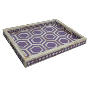 Bandeja para servir con incrustaciones de hueso de fuente de forma hexagonal bandeja para servir con incrustaciones de hueso multifuncional con diseño de tira para usos múltiples - Product Image 2