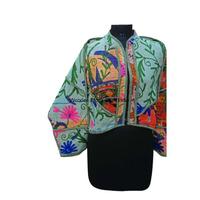 Veste sans manches moderne, simple et vintage, brodée à la main, en coton 100% tricoté, à manches longues, motif floral, écologique, respirante et naturelle