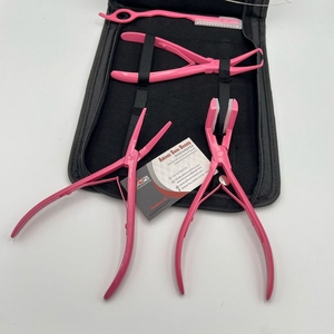 Herramientas de extensión de cabello Rosa Juego de alicates de extensión de cabello de acero inoxidable sostenible al por mayor que incluye cinta en alicates, maquinilla de afeitar - Product Image 3