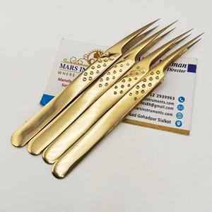 Pinzas Aislantes con Puntas de Fibra, Pinzas de Plasma Doradas para Extensiones de Pestañas, Punta Puntiaguda - Product Image 3