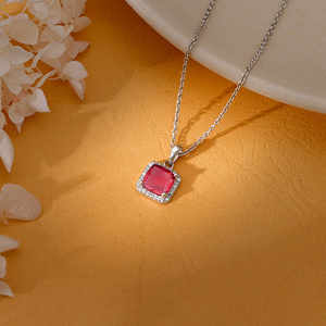 À la mode argent rose carré pendentif lien chaîne or acier inoxydable avec diamant perle Zircon pour les fêtes religieuses cadeaux - Product Image 6