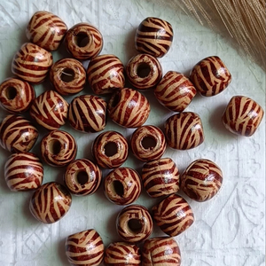 Printed Light Brown <b>Wooden</b> Beads Custom Shape & Colored Wood Beads Shaped and Sized Hand <b>Crafted</b> Indian Product - Product Image 1