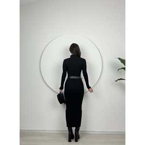 Vestido largo ajustado de punto 5029 con cordón fino y cierre de cremallera, elemento de moda sencillo - Product Image 3