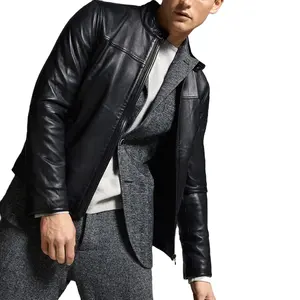 2023 Fashion Designs Boys Classic Jacket Pu Leather Jacket For Men&#39;s Slim Fit Brown Color Men Leather Jacket