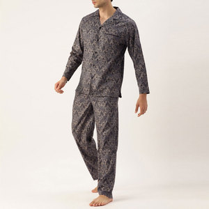 Ensemble de pyjama thermique pour hommes à col rabattu Vêtements de nuit à manches longues de haute qualité Service OEM Conception d'impression personnalisée - Product Image 2