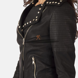 Chaquetas de mujer de estilo increíble cuero genuino moda de invierno diseño de cuello con cremallera negra ropa informal Premium nueva llegada - Product Image 5