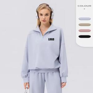 OEM <b>Women</b> <b>Turtleneck</b> Sweatshirts Quarter Zipper <b>Jumper</b> Custom logo Winter Clothing Fashion Casual Girl Clothing sweatshirt - Product Image 1