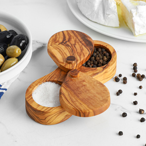 Salière en bois d'olivier |   Accessoires de cuisine et de table tunisiens |   Marque privée - Product Image 4