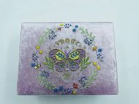 YASHVI EXPORTS Organisateur de bijoux en tissu de velours et coton personnalisé avec motif papillon, broderie, perlage, logo personnalisé