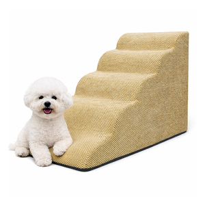 [AllmioPet] Cloud Fabric 5 Step Pet <b>Stairs</b> Beige AMP 5 BE Indoor <b>Dog</b> Cat Steps <b>for</b> Sofa Bed Easy Climbing and Joint Support - Product Image 1