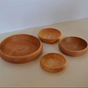 Ensemble de 4 bols en bois de manguier faits à la main, écologiques, durables, forme ronde - Vaisselle de luxe pour la cuisine et la table - Product Image 1