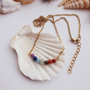 Cuentas redondas 7 chakra collar de piedras preciosas latón metal curación cristal hecho a mano colgante collar para hombres y mujeres - Product Image 2