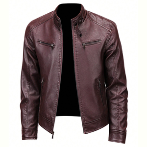 Chaquetas de cuero genuino para hombres de moda, chaqueta de hombre de color sólido de gamuza de otoño, chaqueta de cuero informal simple popular para hombres - Product Image 1