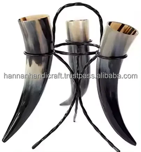 VIKING <b>DRINKING</b> <b>HORN</b> WITH IRON STAND FOOD SAFE TOTAL NO LEAKE HANDMADE NATURAL - Product Image 2