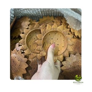 Cuchara ranurada de mango corto plateada con diseño minimalista grande de madera roja girasol, herramienta de cocina ecológica con pulido espejo, personalizada - Product Image 5