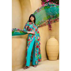 Ensemble 3 pièces non cousu pour femme en tissu lawn, tenue décontractée pour les fêtes, taille XS, impression numérique, service OEM ODM - Product Image 3