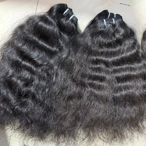 Vente en gros d'extensions de cheveux 100% humains Remy indiens bruts cuticules vierges naturelles alignées sans perte de cheveux bouclés Machine de style - Product Image 6