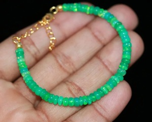 AAA + กำไลลูกปัดโอปอลของเด็กโอปอลสีเขียวทอง18K ชุบ925สเตอร์ลิงเงินอัญมณีเวลโลวินเทจเครื่องประดับที่สาม - Product Image 4