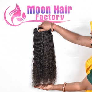 Prix de gros, mèches indiennes bouclées, cheveux humains bruts non traités, cuticules alignées naturellement, double trame, extensions de cheveux à la machine, en vente - Product Image 3
