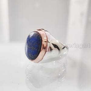 Anillo de Plata de Ley 925 con Lapislázuli Afgano Natural para Hombre, Venta al por Mayor, Regalo de Navidad, Todas las Tallas, Joyería Fina Árabe - Product Image 4