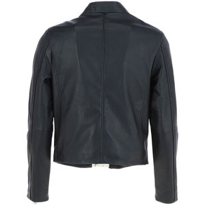 Chaquetas de cuero vacuno negro para hombre, elegantes, en todas las tallas, con logotipo personalizado y etiqueta privada, chaqueta de cuero con cremallera. - Product Image 3