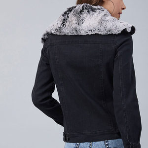 Nouvel article couleur unie Look tendance femmes fausse fourrure Denim veste meilleur coton fait boutonné Style Street Wear femmes jean veste - Product Image 5