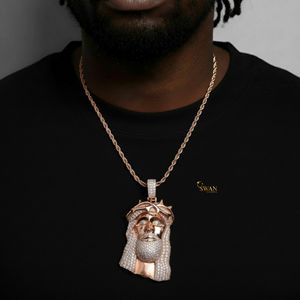 Lujo 925 Plata laboratorio cultivado diamante Jesús colgante collar Iced Out Hip Hop joyería única fe Bling regalo para hombres con estilo - Product Image 5