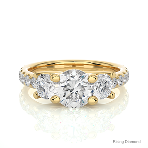 แหวนเพชร CVD ทรงแฟนซี สี E น้ำหนัก 1.28 กะรัต ความสะอาดระดับ VS  ทองคำขาว 14K ประดับเพชรสามเม็ด สไตล์โบฮีเมียน พร้อมใบรับรอง IGI - Product Image 2