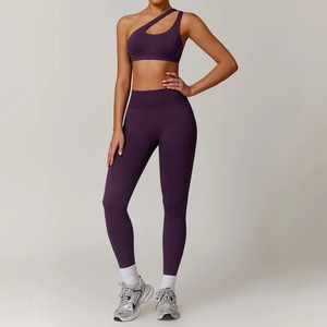 Conjunto de Yoga sin costuras para mujer, 2 uds., conjunto de entrenamiento, ropa deportiva, ropa de gimnasio, chaqueta de manga larga, mallas de cintura alta, trajes deportivos - Product Image 6