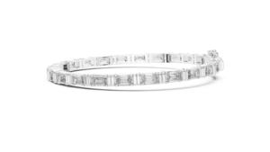 Bracelet tennis en argent 925 pour femme, diamant de laboratoire taille émeraude, certifié IGI, bijoux fins, mariages, fêtes, or blanc - Product Image 3