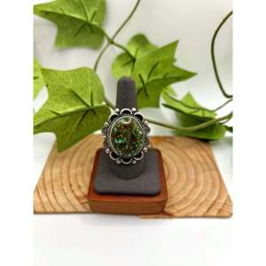 Fred Francis Highgrade Kingman Turquoise & Sterling Silver <b>Adjustable</b> <b>Ring</b> with Bezel Setting Gift - Product Image 1