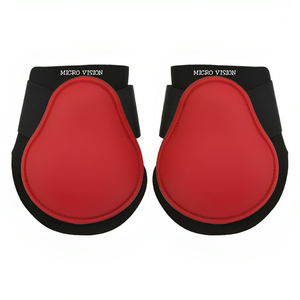 Nouvelles bottes de jambe arrière de cheval de conception, doublure douce rouge de coquille d'unité centrale nettoyage facile confortable 1 paire pour sauter, bottes de fetlock de cheval rouge - Product Image 1