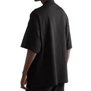 T-shirts personnalisés pour hommes coton Streetwear surdimensionné côtes col rond en détresse broderie Patch goutte épaule t-shirt vierge - Product Image 1