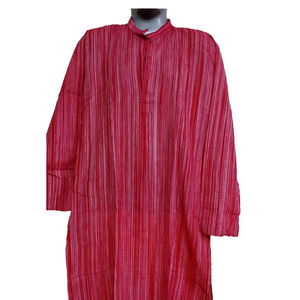 Kurta rayé en coton léger tissé à la main pour hommes vêtements ethniques traditionnels col Mandarin Design classique motif vibrant indien - Product Image 1