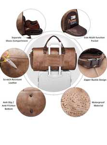 Stylish Unisex Large Luxury <b>Gym</b> Travel Duffel Bag Genuine Leather with Zipper Closure Latest Fashion - Product Image 3