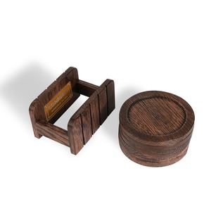 Wholesale 6pcs Classic Natural Square Blank Beech <b>Walnut</b> Wood Eco-Friendly Coasters Set Holder Handmade ArtisanVibe Customized - Product Image 2
