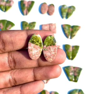 Natural Unakite Gemstone Par Lote Venta al por mayor Cabujón de alta calidad - Product Image 1