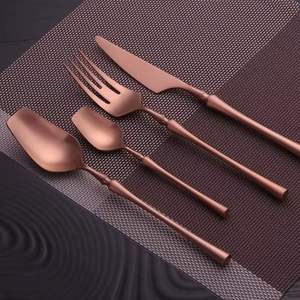 Stainless Steel Flatware Cutlery Set Fork Knife Spoon <b>Mirror</b>/Brushed Silver Rose Gold Modern Design Sustainable Durable - Product Image 1
