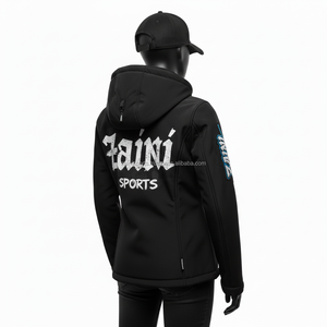 <b>Women</b> Softshell <b>Jacket</b> Premium Polyester Bonded Fleece <b>Black</b> Windproof Custom Screen Print Logo <b>Women</b> Softshell <b>Jacket</b> - Product Image 5