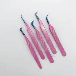 Pince à épiler en acier inoxydable de qualité supérieure vente à chaud revêtement en poudre rose paillettes d'argent bleu pince à cils à pointe plasma - Product Image 3