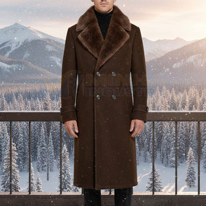 เสื้อโค้ทยาวผู้ชายขายดี ผ้าขนสัตว์ผสมโพลีเอสเตอร์ อุ่นสบาย แฟชั่นทางการ - Product Image 5