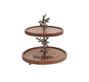 Fantastique Design Gâteau Stand Taille Personnalisée Forme Ronde Gâteau Stand En Bois Et Aluminium Gâteau Pâtisserie Stand - Product Image 2