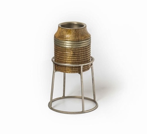 Quemador de Incienso Moderno de Madera y Metal, Soporte de Metal Plateado, Porta Incienso Cilíndrico de Oud, Mabkhara Nórdica de Lujo para Decoración del Hogar y Oficina - Product Image 1