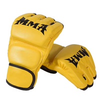 Gants de combat MMA professionnels sur mesure de haute qualité en cuir de vachette véritable, design demi-doigts, poids 12 oz, protection UV